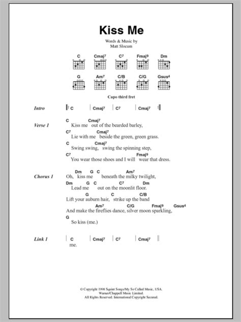 Kiss Me By Sixpence None The Richer Guitar Chords Lyrics Guitar