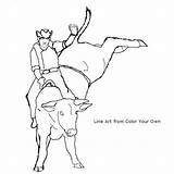 Bull Bucking Rodeo Coloring Pages Drawing Rider Color Riding Bulls Cowboy Riders Own Line Print Drawings Cowboys Horses Kids sketch template
