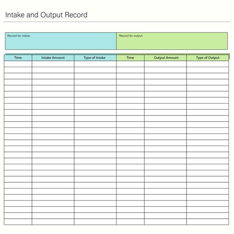 printable intake  output forms printable form templates
