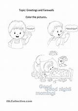 Greetings Worksheet Coloring Worksheets Kids Color Good Morning Activities Inglese Scuola sketch template