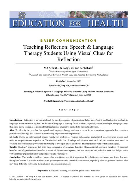 teaching reflection speech language therapy students
