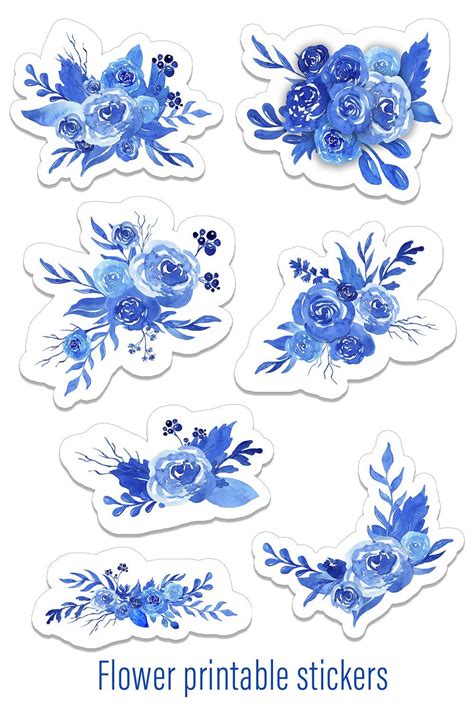 flower printable sticker pack png floral stickers  cricut