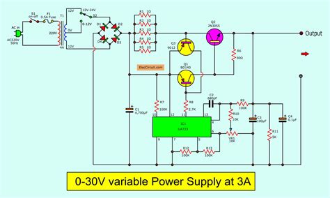 variable power supply circuit diagram   eleccircuitcom