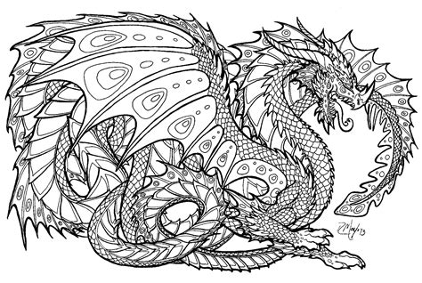 realistic dragon coloring pages  adults  coloring pages