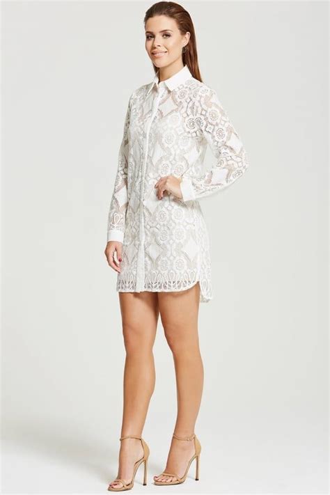 chloe lewis collection white lace shirt dress white lace shirt dress
