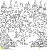 Zentangle Fairytale Town sketch template