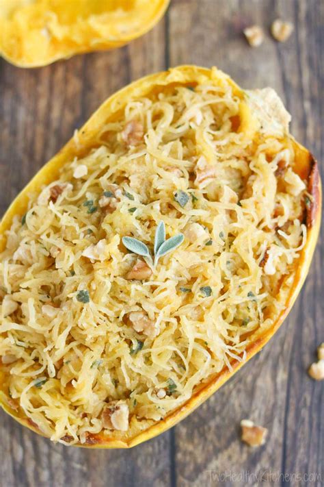microwave spaghetti squash  sage browned butter  toasted walnuts