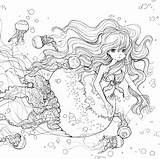 Mermaids Creatures sketch template