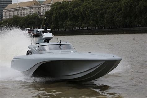 royal navy tests drone boat mast   river thames ybw