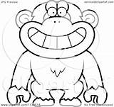 Monkey Clipart Chimp Cartoon Grinning Snow Shocked Outlined Coloring Vector Cory Thoman Royalty Clipartof Regarding Notes sketch template