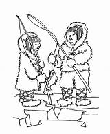Coloring Eskimo Pages Inuit Fishing Two Girl Getcolorings Getdrawings sketch template