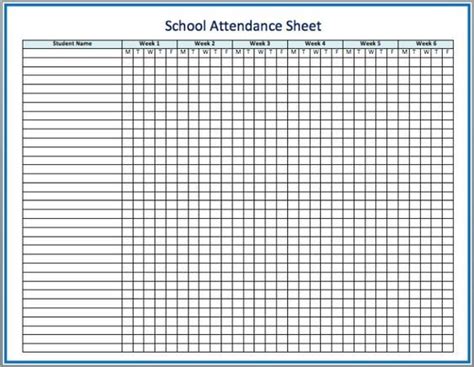 school attendance sheet attendance sheet  excel student attendance