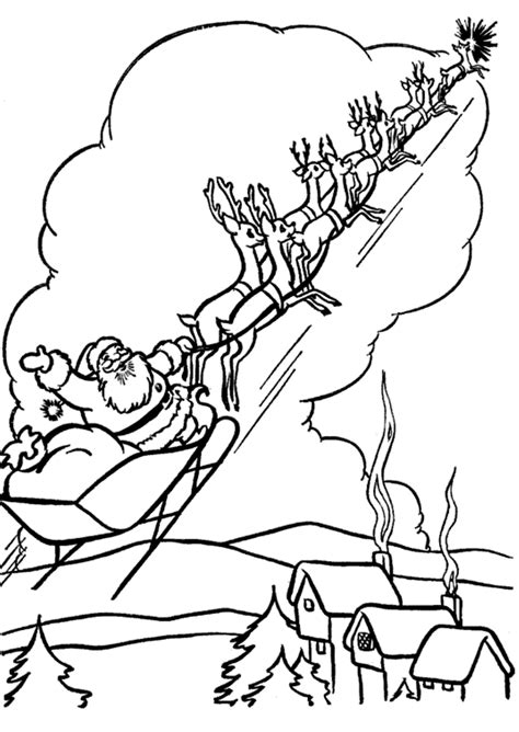 santa claus sleigh pages coloring pages