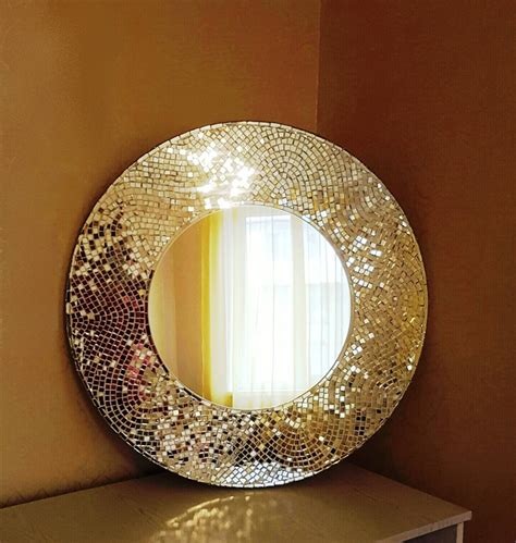 espejo redondo grande espejo de mosaico decorativo hecho  etsy