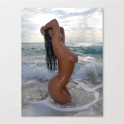 0168 Ss Beautiful Naked Woman Nude Beach Sand Surf Big