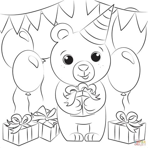 bears birthday coloring page  printable coloring pages
