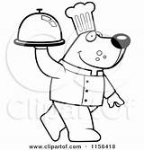 Chef Bear Walking Cartoon Carrying Platter Coloring Clipart Thoman Cory Outlined Vector 2021 sketch template