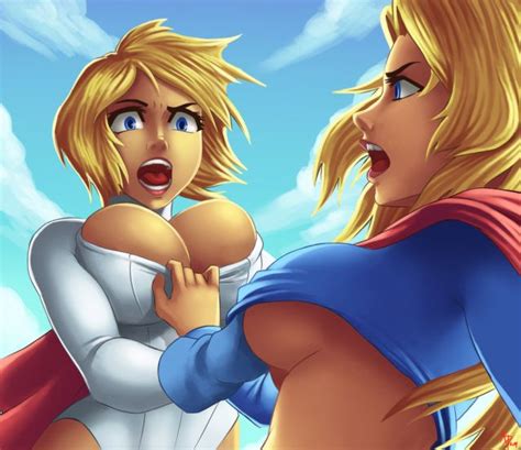power girl vs supergirl cleavage superhero catfights