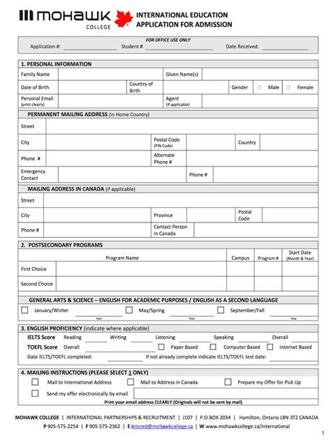 mohawk college application form  international students fill  sign printable template