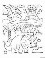Volcano Triceratops Erupting Ankylosaurus sketch template