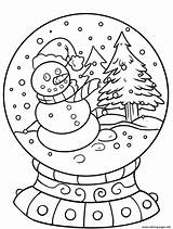 Coloring Snow Globe Snowman Christmas Pages Printable Prints sketch template