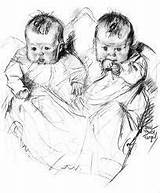 Baby Twin Babies Drawing Sketch Drawings Pencil Twins Clipart Coloring Victorian Cute Pages Children Old Sketches Domain Public Angels Getdrawings sketch template