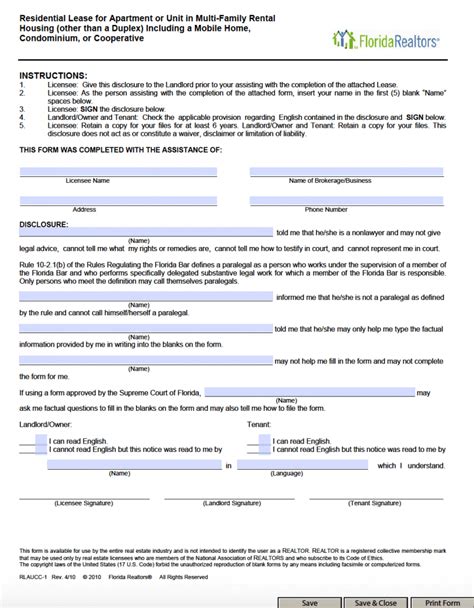 printable florida residential lease agreement fillable