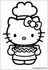 Kitty Hello Thanksgiving Pages Coloring Cooking Color Online sketch template