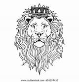 Lion Crown Vector Coloring Head King Wearing Tattoo Template Sketch Illustration Pages Shutterstock sketch template