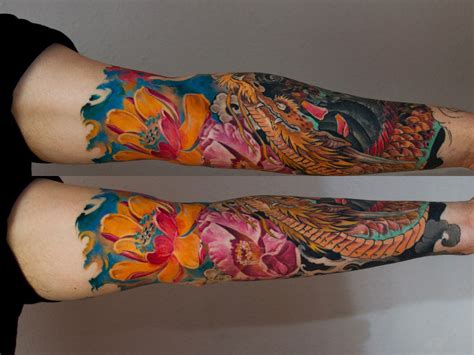 Dragon Lotus Japanese Sleeve Tattoo Best Tattoo Ideas Gallery