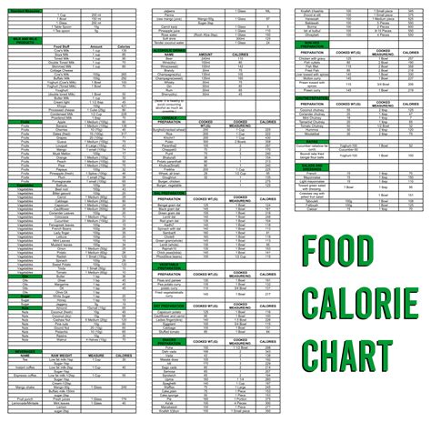 calorie counter chart printable  printable food calorie chart