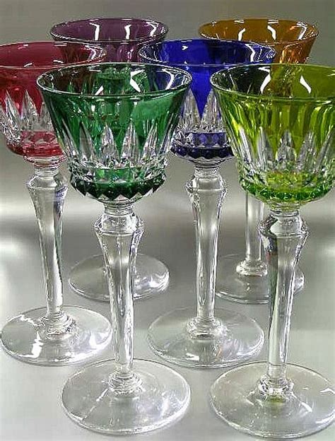 baccarat harlequin coloured set of wine glasses colored