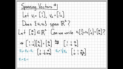 linear algebra  problems spanning vectors  youtube