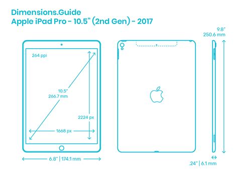 apple ipad pro  st gen  dimensions drawings dimensionsguide