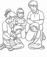 Coloring Praying Pages Family Prayer Children sketch template