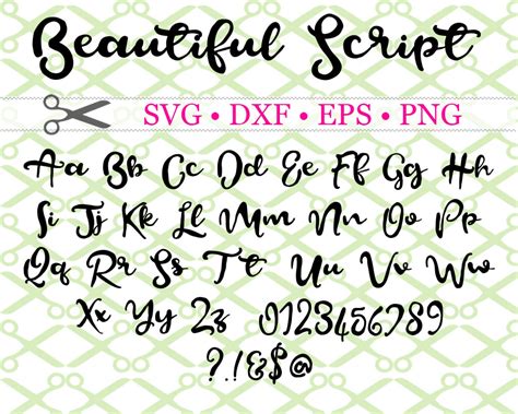beautiful script svg font cricut silhouette files svg dxf eps png