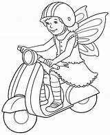 Coloring Girl Scooter Colouring Riding Sheet Motorbikes sketch template