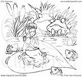Thumbelina Coloring Outline Illustration Clipart Rf Royalty Bannykh Alex sketch template