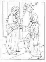 Visitation Zechariah Colouring Annunciation Nanak Visits Familyfeastandferia Rosary sketch template