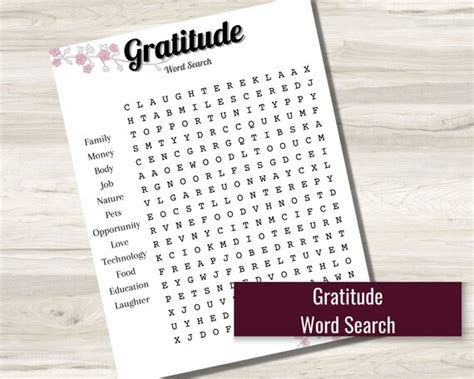 gratitude word search etsy
