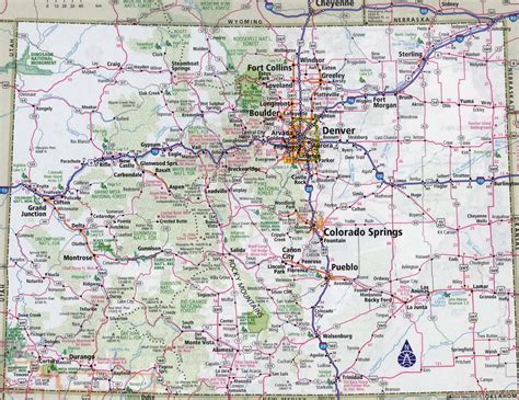 large detailed roads  highways map  colorado state   cities