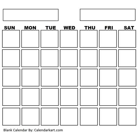 printable blank calendar templates  pages calendarkart