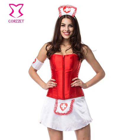 Club Cosplay Game Women Red And White Naughty Sexy Nurse Costume Doctor