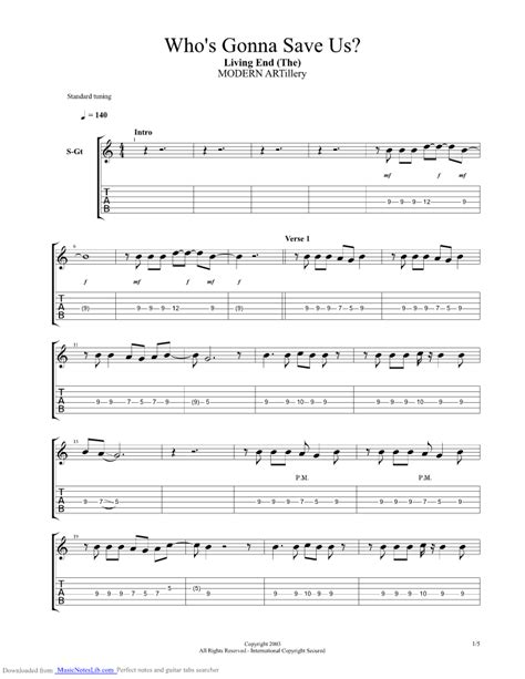 Whos Gonna Save Us Guitar Pro Tab By The Living End