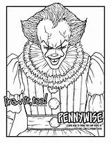 Pennywise Clown Printable Drawing Colouring Topkleurplaat Enge Clowns Spooky Griezelige Tueur Neocoloring sketch template