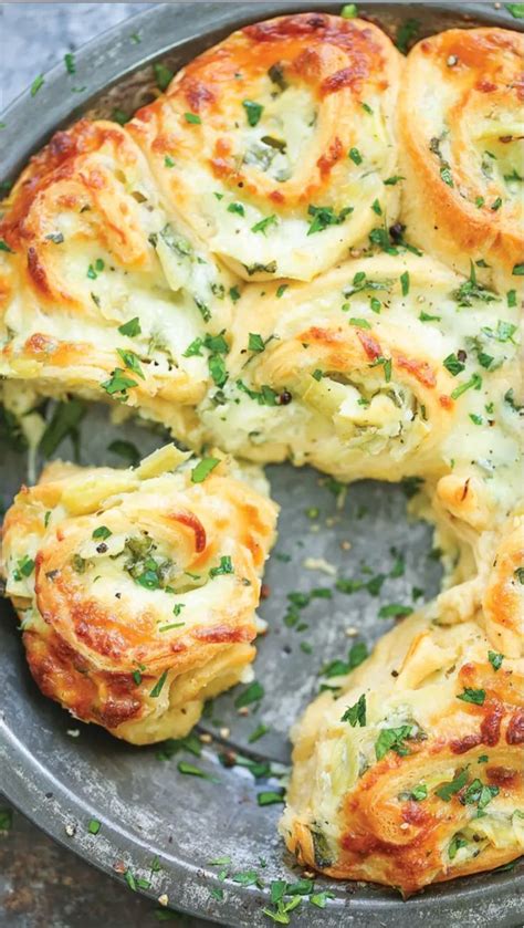 Make Pull Apart Cheesy Spinach And Artichoke Pinwheels In