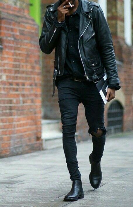 black outfit ideas  men   wear black  black outfits leather jacket outfits