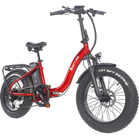 narrak   ah  fat tire step  folding electric bicycle color red