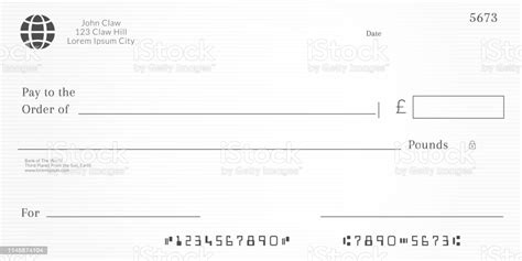 British Checkbook Page Bank Check Template With Pound