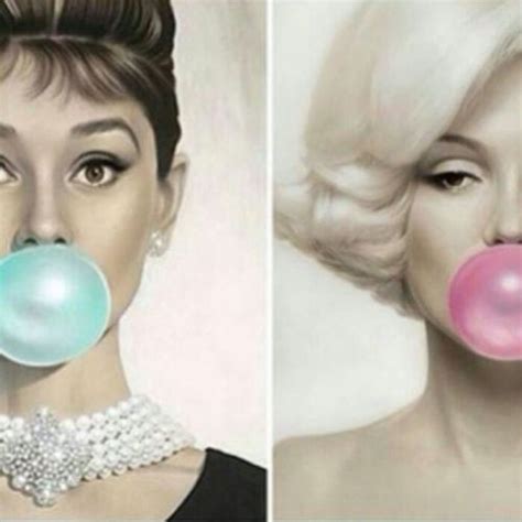Audrey Hepburn And Marilyn Munroe Bubble Gum Blowing Bubblegums